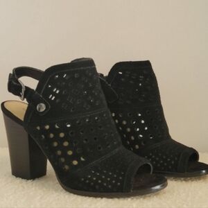 MARC FISHER Casha Suede Black Sandal Heel Shoes Size 7